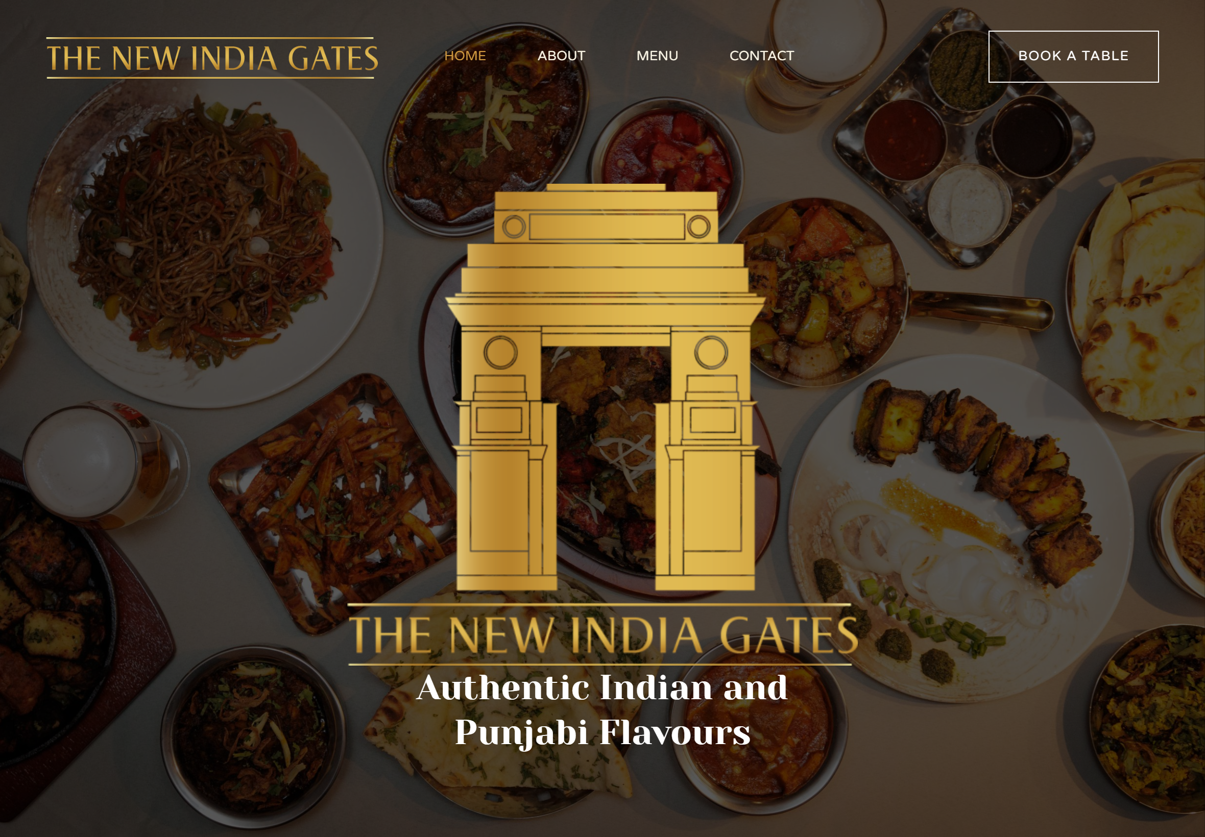 Screenshot of website homepage for The New India Gates